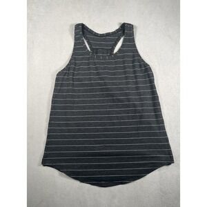 Lululemon Love Tank *Pleated Womens 4 Short Serve Stripe Heathered Black White